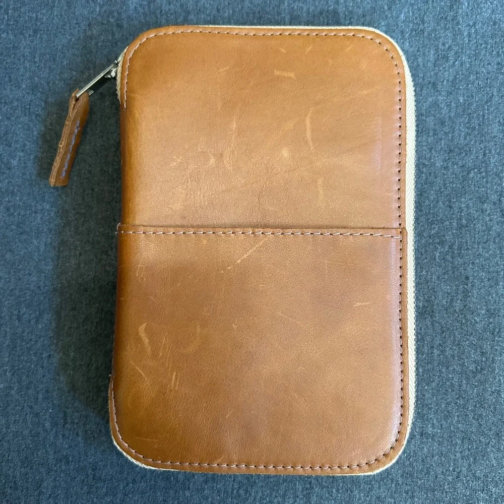 This Is Ground Mod Leather Organizer Toffee Brown Zip Case Insert Notebook